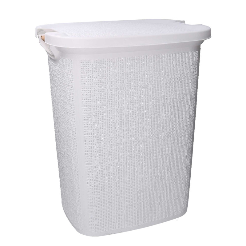 Cestone plastica bianco rettangolare 47x38xH58 cm capiente