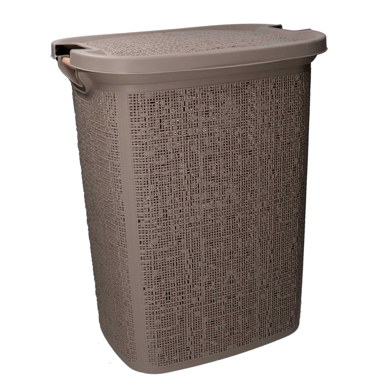 Cestone plastica tortora rettangolare 47x38x58 cm capiente e pratico