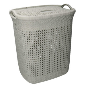 Cestone plastica crema rettangolare 44x35,7x53 cm pratico e capiente