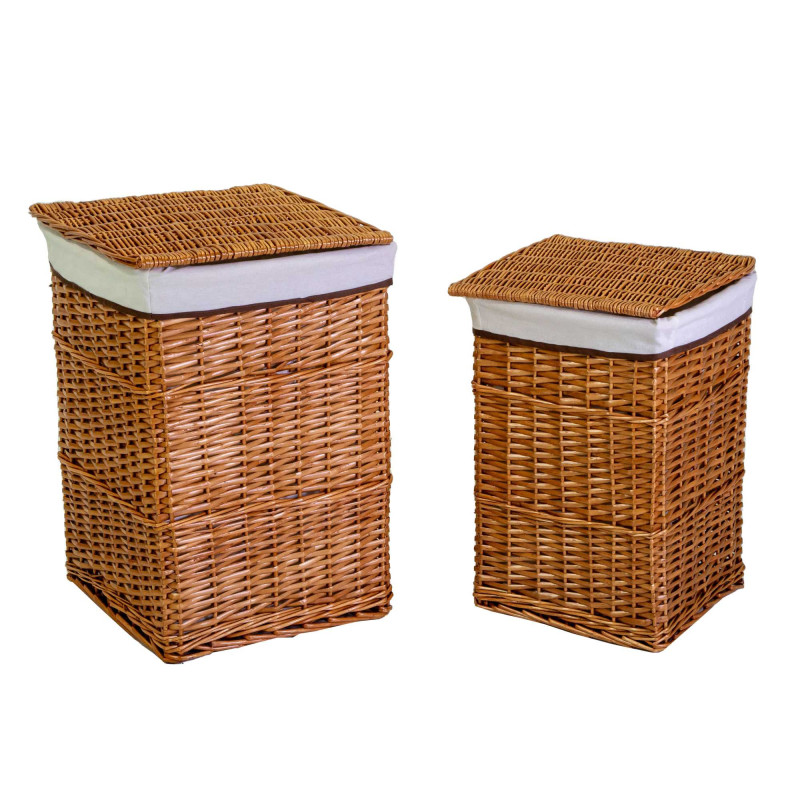 Cestone vimini naturale rettangolare 42x42xH58 cm con fodera