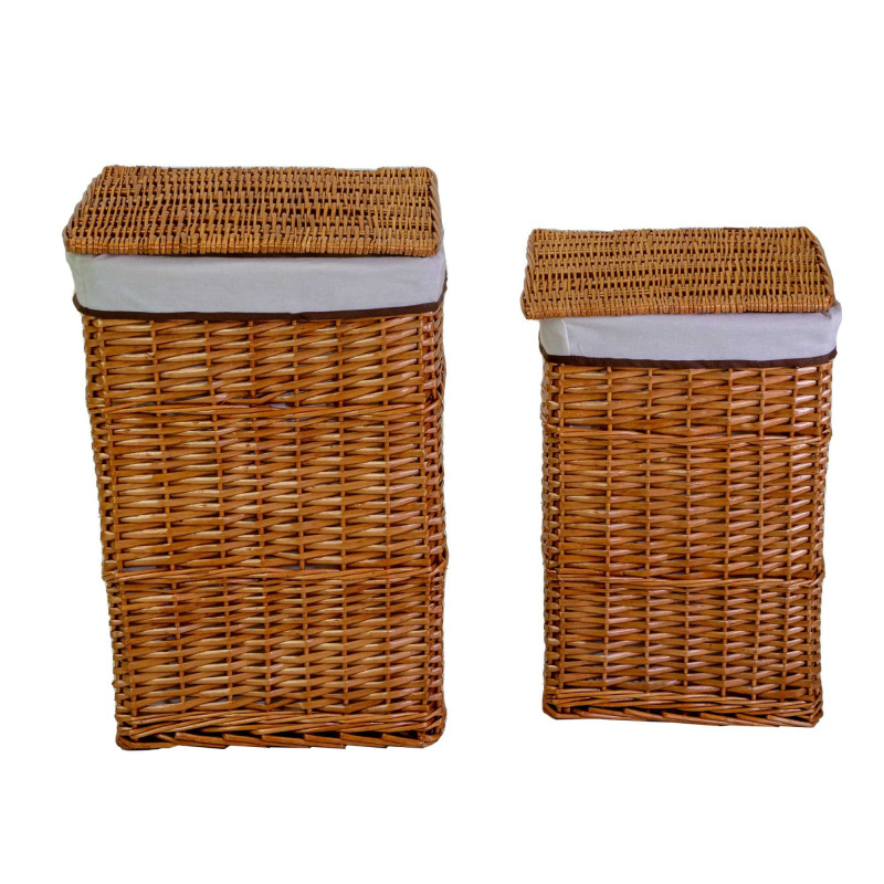 Cestone vimini naturale rettangolare 42x42xH58 cm con fodera