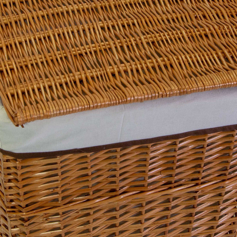Cestone vimini naturale rettangolare 42x42xH58 cm con fodera