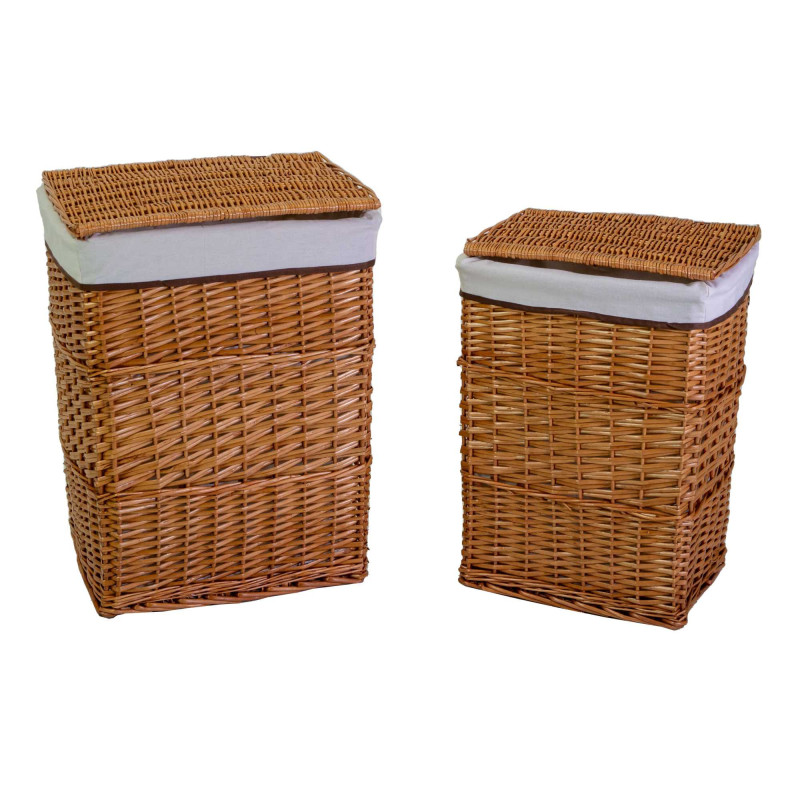 Cestone vimini naturale rettangolare 44x35xH55 cm con fodera