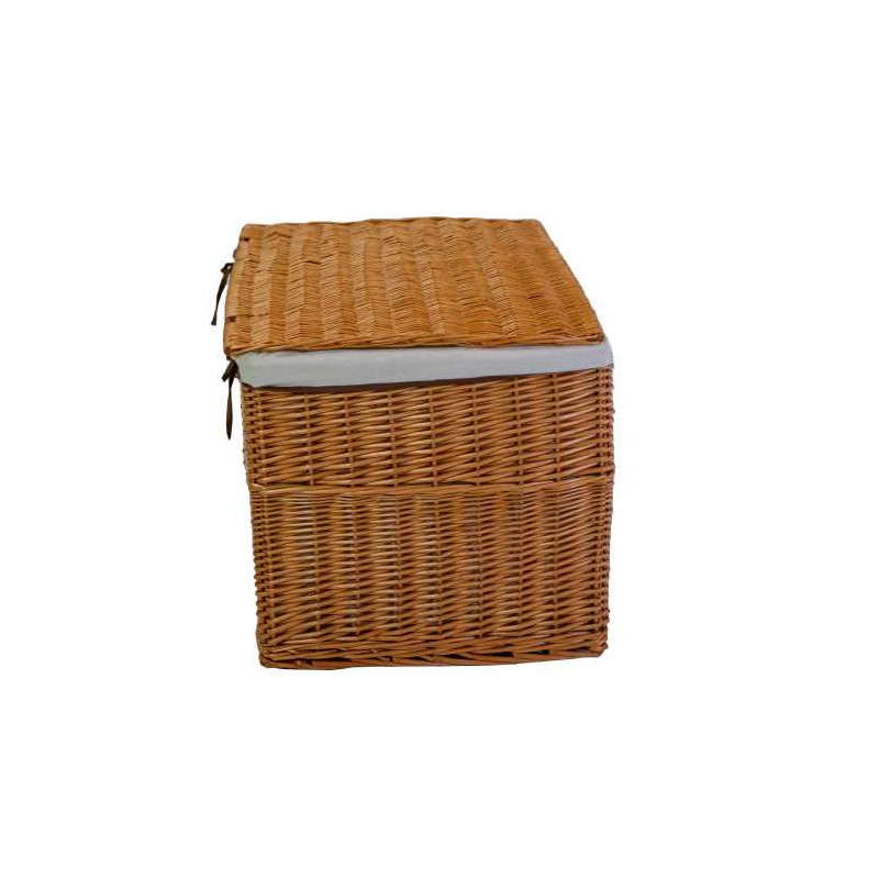Cestone vimini naturale rettangolare 76x55xH49/52 cm con fodera