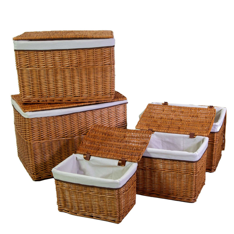Cestone vimini naturale rettangolare 76x55xH49/52 cm con fodera