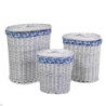 Cestone vimini bianco felce blu ovale 51x35xH57 cm elegante