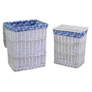 Zoom Cestone vimini 1-2 bianco felce blu rettangolare cm 45x33h55