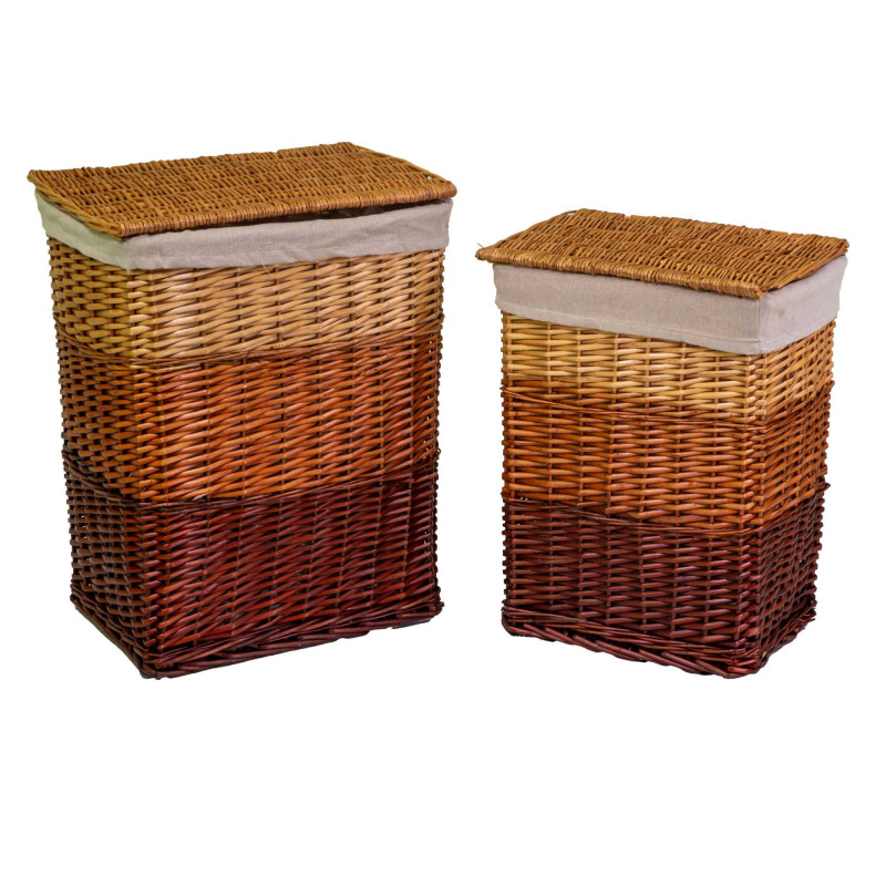 Cestone vimini sfumato naturale rettangolare 45x33xH55 cm robusto