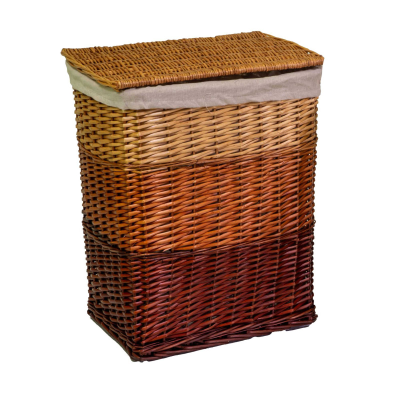Cestone vimini sfumato naturale rettangolare 45x33xH55 cm robusto