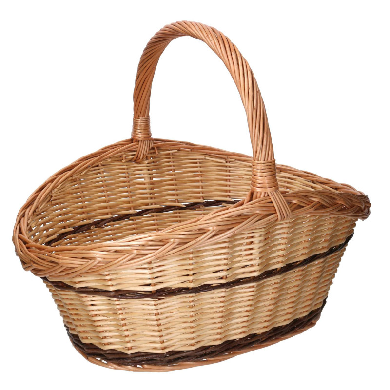 Cesto vimini manico basso naturale ovale 48x35xH17/24 cm elegante