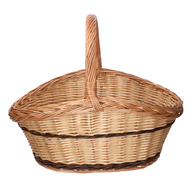 Cesto vimini manico basso naturale ovale 48x35xH17/24 cm elegante
