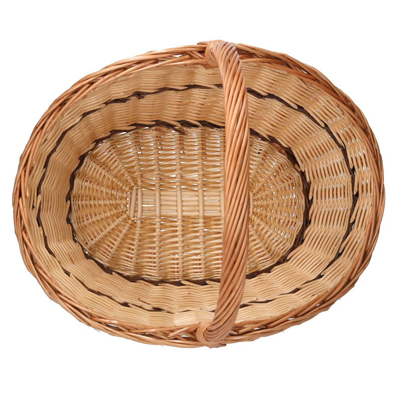 Cesto vimini manico basso naturale ovale 48x35xH17/24 cm elegante