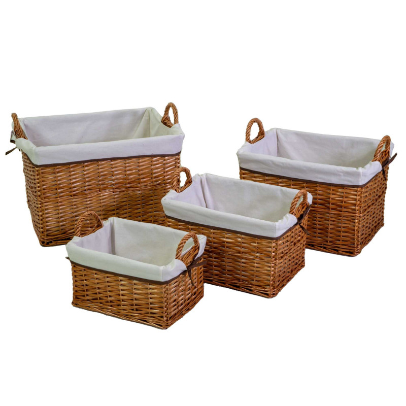 Cesta vimini naturale con fodera bianca 56x43xH36 cm elegante
