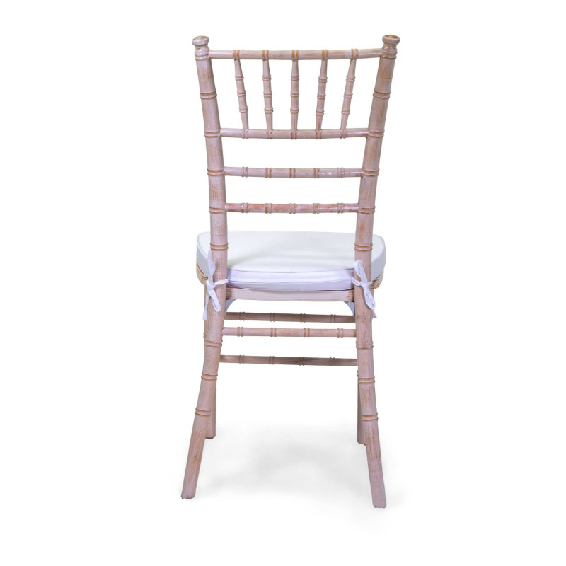 Sedia legno Chiavari sbiancato con cuscino 40x40xh43/92
