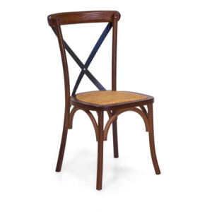 Sedia legno Cross stecche in ferro noce impilabile 51x55x89 cm