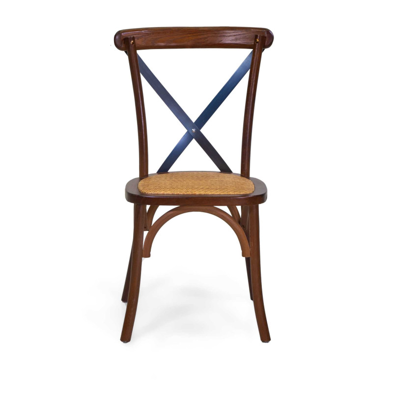 Sedia legno Cross stecche in ferro noce impilabile 51x55x89 cm