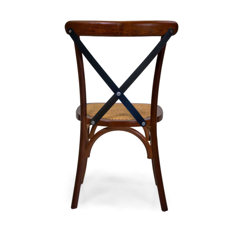 Sedia legno Cross stecche in ferro noce impilabile 51x55x89 cm