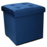 Pouf velluto blu quadro pieghevole 38x38x38 cm elegante
