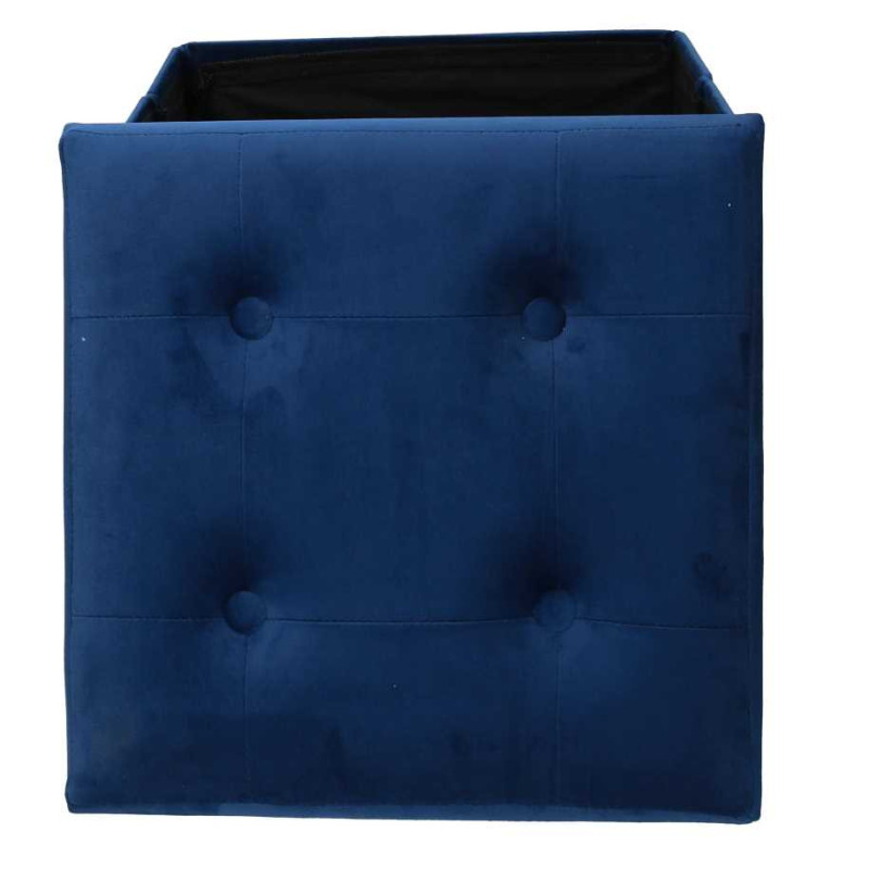 Pouf velluto blu quadro pieghevole 38x38x38 cm elegante