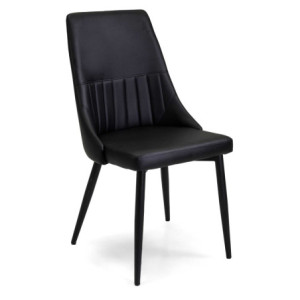 Sedia ecopelle Oliver nera struttura nera 48x58xH90 cm