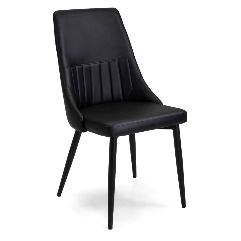Sedia ecopelle Oliver nera struttura nera 48x58xH90 cm
