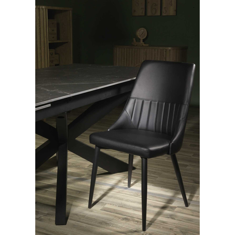 Sedia ecopelle Oliver nera struttura nera 48x58xH90 cm