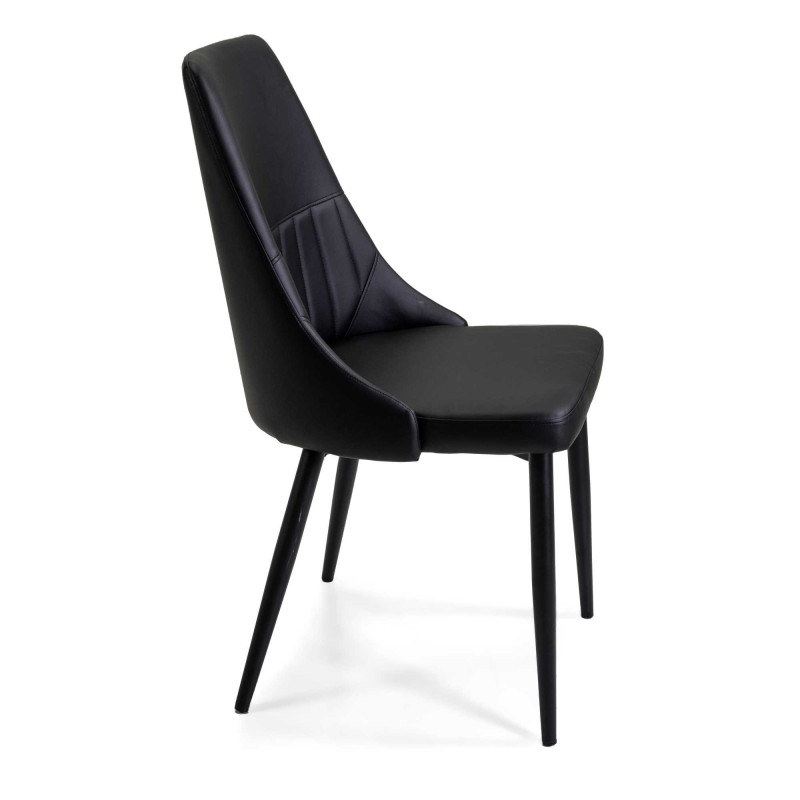 Sedia ecopelle Oliver nera struttura nera 48x58xH90 cm