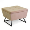 Pouf velluto con gambe crema quadro 58x58xH42,5 cm elegante
