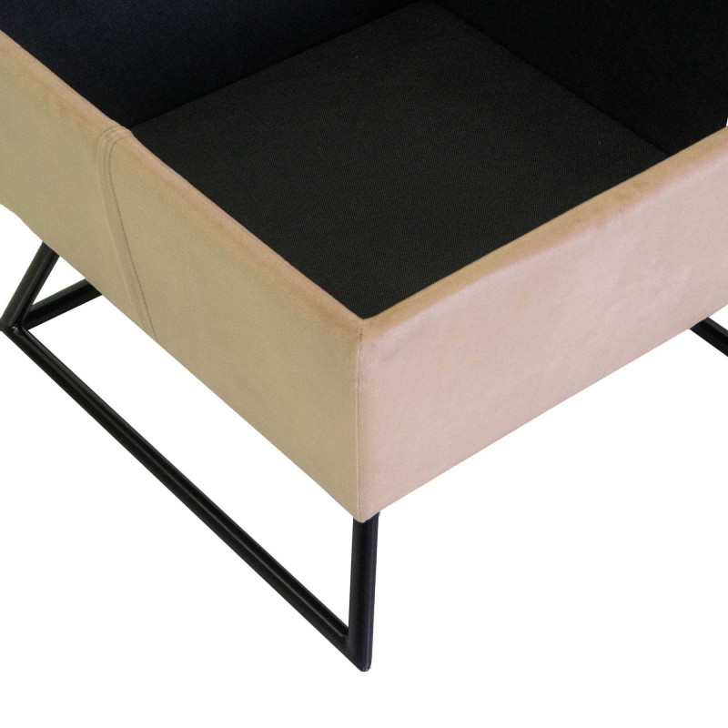 Pouf velluto con gambe crema quadro 58x58xH42,5 cm elegante
