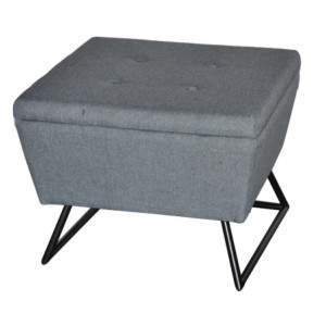 Pouf tessuto con gambe grigio quadro 58x58xH42,5 cm elegante