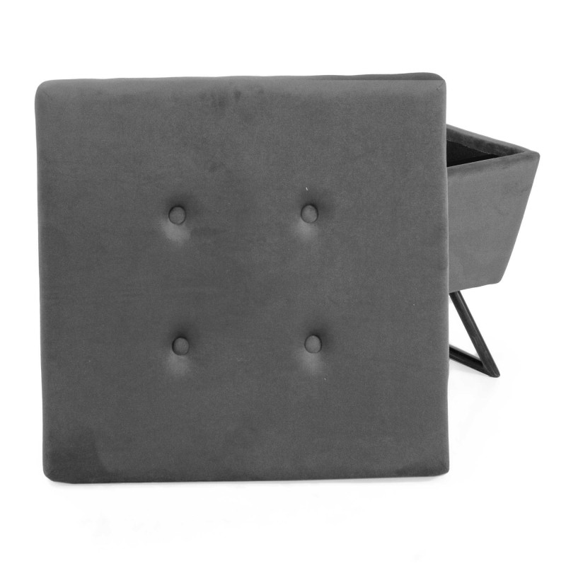 Pouf tessuto con gambe grigio quadro 58x58xH42,5 cm elegante