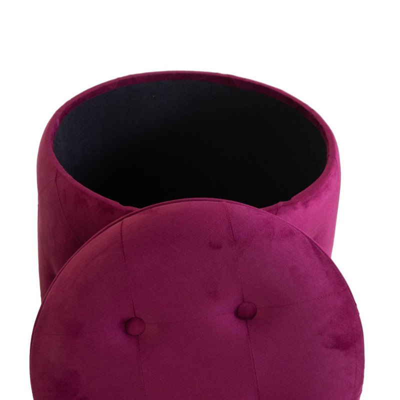 Pouf contenitore velluto trapuntato rosso tondo Ø45xH44 cm