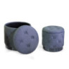 Pouf contenitore tessuto trapuntato grigio Ø45xH44 cm elegante