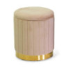 Pouf contenitore velluto crema tondo Ø36xH43 cm elegante