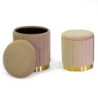 Pouf contenitore velluto crema tondo Ø36xH43 cm elegante