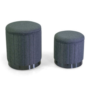 Pouf contenitore tessuto grigio tondo Ø36xH43 cm moderno pratico