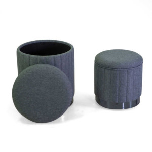 Zoom Puff contenitore tessuto 1-2 grigio tondo cm ø36h43