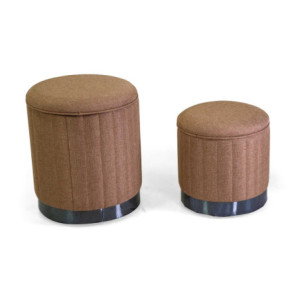 Pouf contenitore tessuto beige tondo Ø36xH43 cm moderno pratico