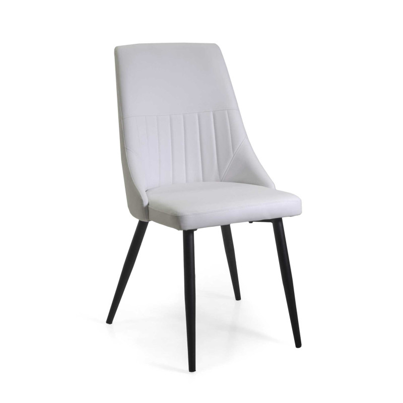 Sedia ecopelle Oliver bianca struttura nera 48x58xH90 cm