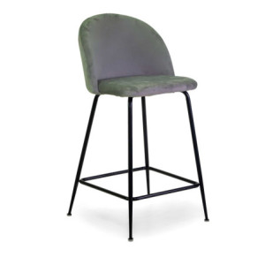 Sgabello velluto Sammi grigio struttura nera 44x48x65-91 cm