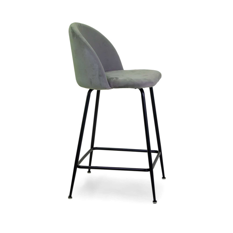 Sgabello velluto Sammi grigio struttura nera 44x48x65-91 cm
