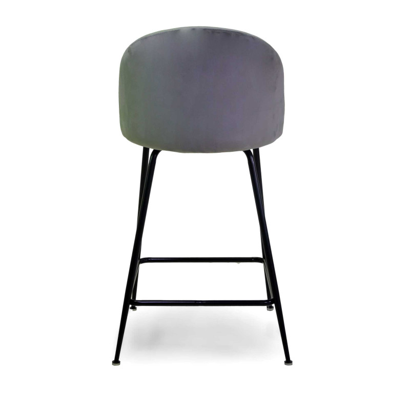 Sgabello velluto Sammi grigio struttura nera 44x48x65-91 cm