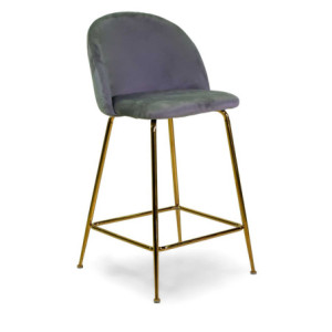 Sgabello Sammi velluto grigio struttura oro elegante e moderno