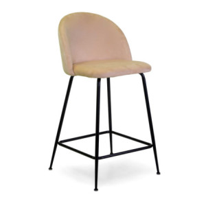 Sgabello velluto Sammi crema struttura nero 44x48x65-91 cm