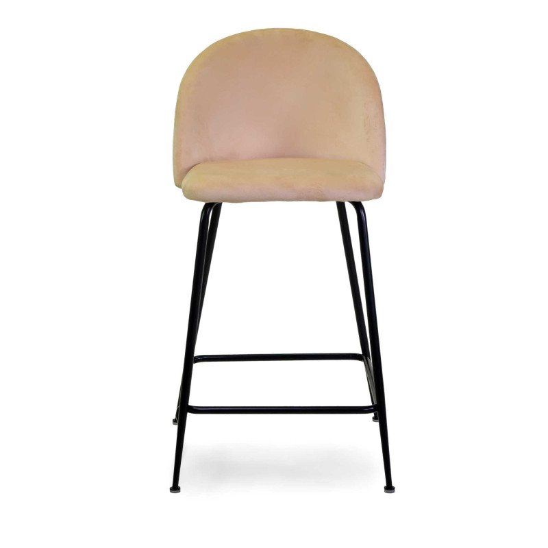 Sgabello velluto Sammi crema struttura nero 44x48x65-91 cm