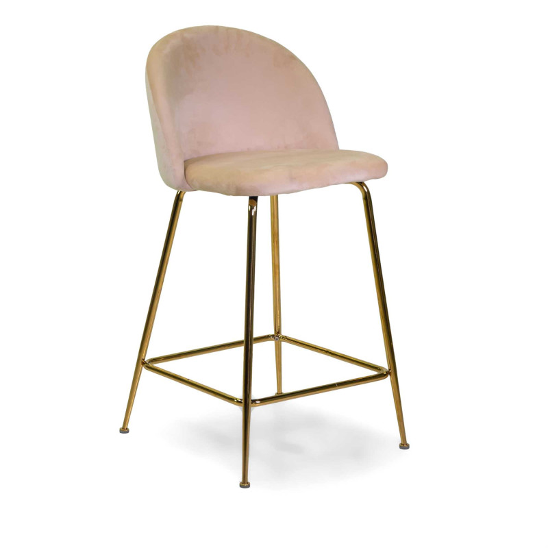 Sgabello velluto Sammi crema struttura oro 44x48x65-91 cm