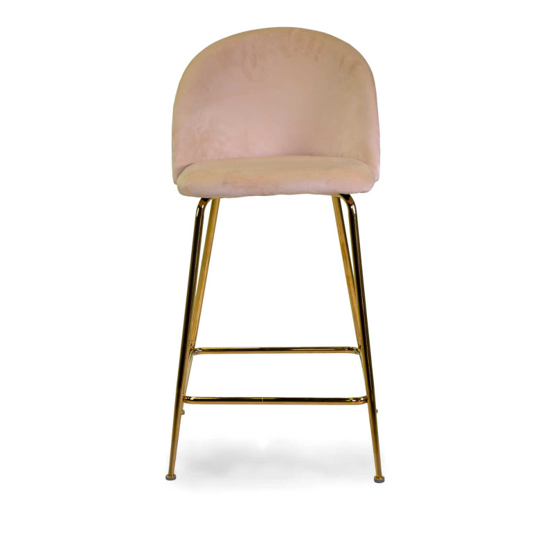 Sgabello velluto Sammi crema struttura oro 44x48x65-91 cm