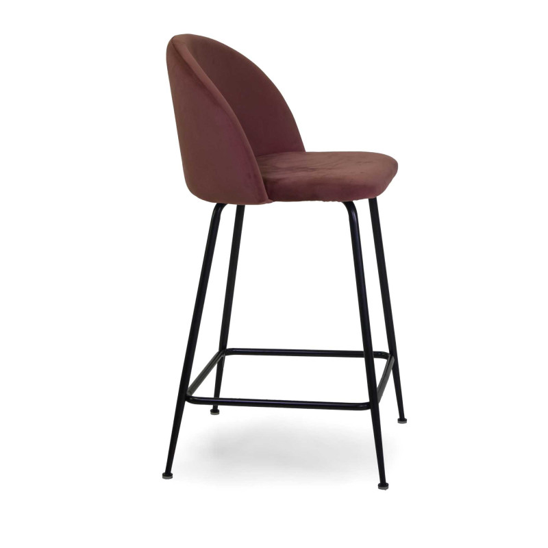 Sgabello velluto Sammi rosa antico struttura nero 44x48x65-91 cm