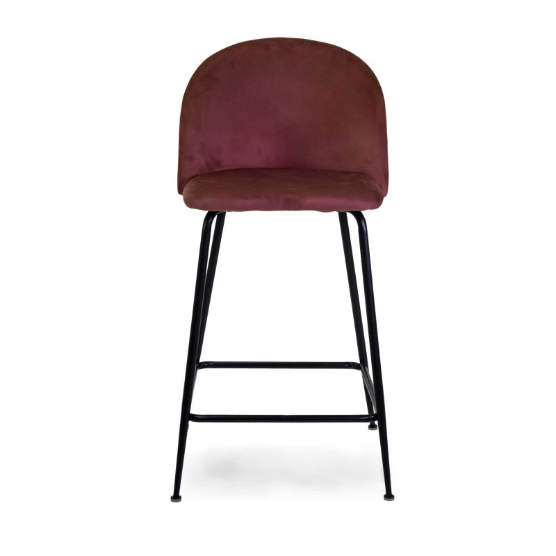 Sgabello velluto Sammi rosa antico struttura nero 44x48x65-91 cm