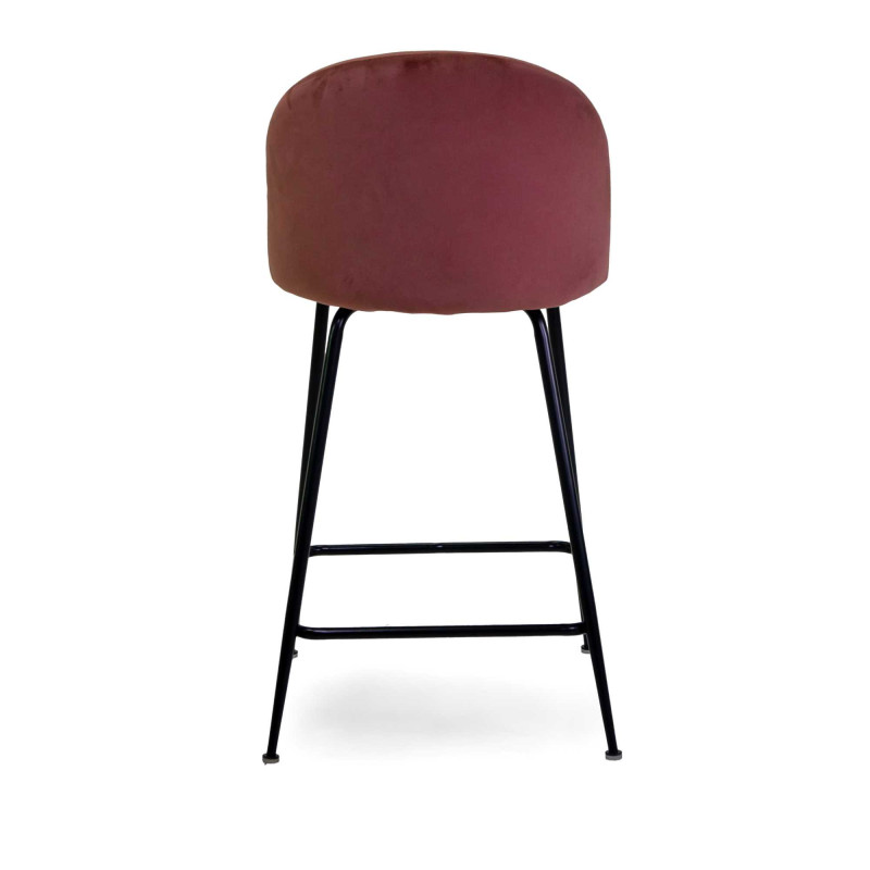 Sgabello velluto Sammi rosa antico struttura nero 44x48x65-91 cm